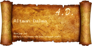 Altman Dalma névjegykártya